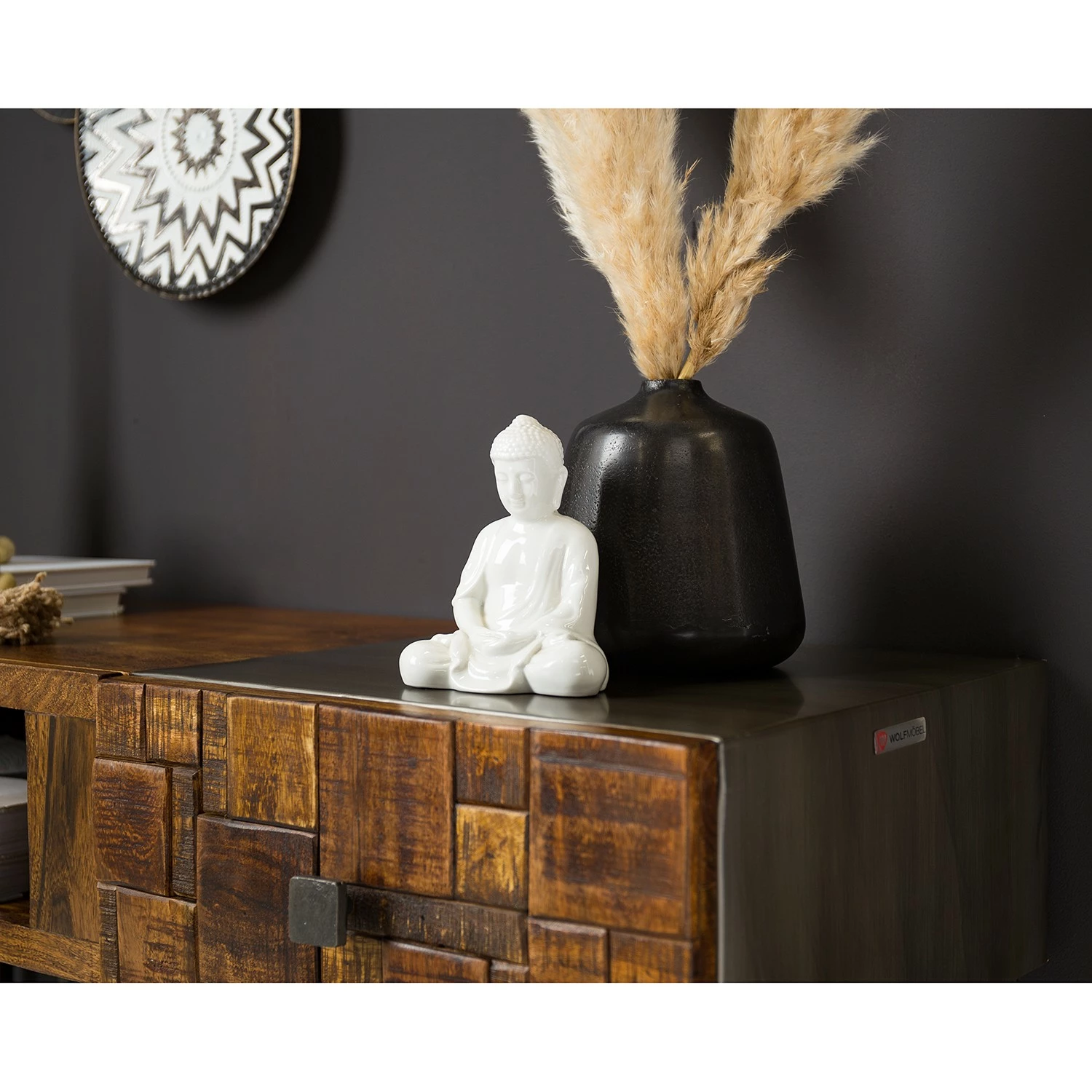 Wolf-Möbel Console Bazac - Acacia massif - Acacia / Gris foncé 6 Wolf-Möbel Console Bazac - Acacia massif - Acacia / Gris foncé – Image 4