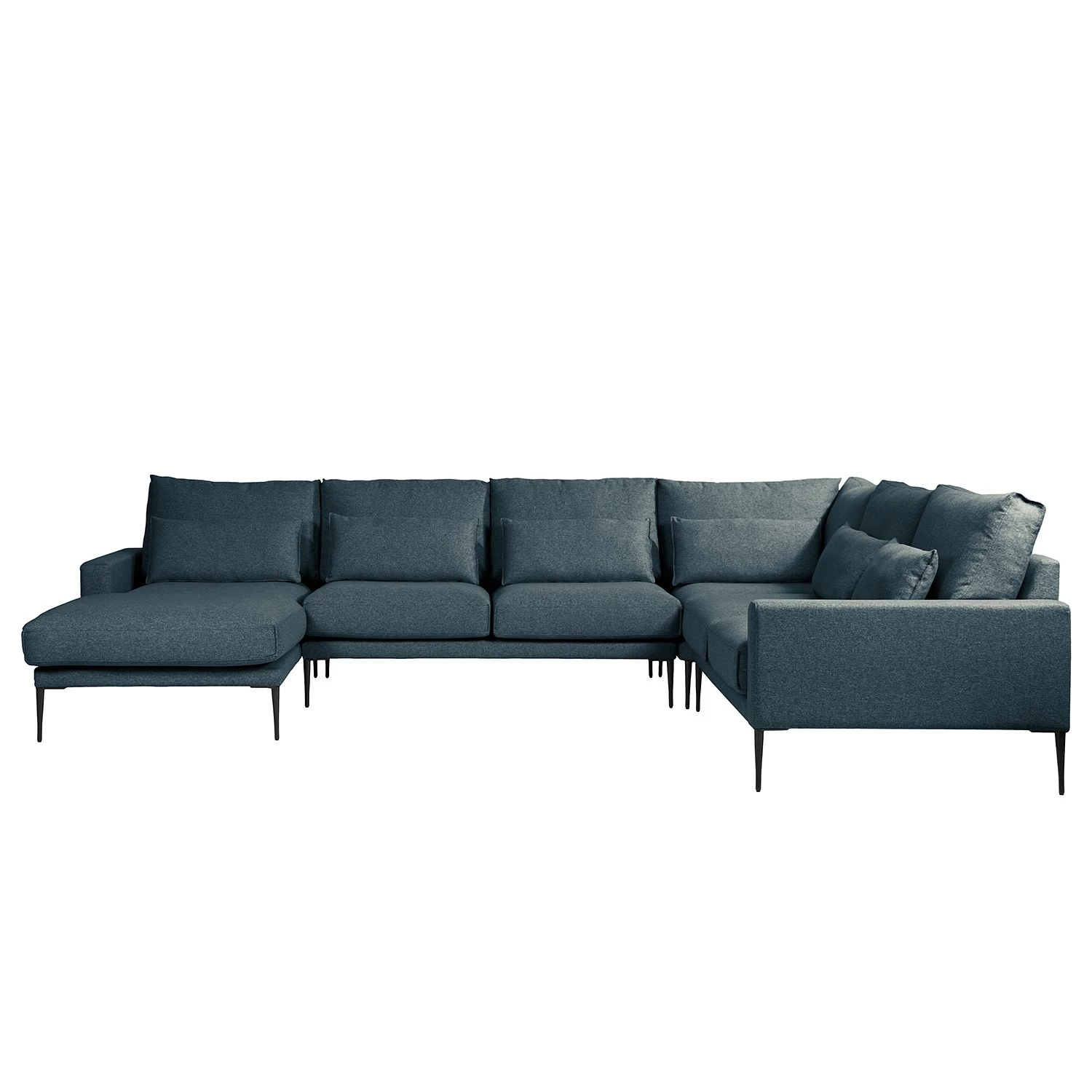 Fredriks Canapé panoramique Garlin - Tissu - Tissu Sogol: Bleu foncé - Méridienne courte à gauche / longue à droite (vue de face) 4 Fredriks Canapé panoramique Garlin - Tissu - Tissu Sogol: Bleu foncé - Méridienne courte à gauche / longue à droite (vue de face) – Image 2