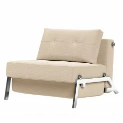 Innovation Möbel Fauteuil convertible Cubed - Tissu Linen: 612 Sand Grey - Chrome brillant