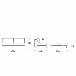 Innovation Möbel Canapé convertible Osvald - Tissu Twist : Granite -loftscape Boutique 1000244305 210218 15100800294 SKETCH DETAILS P000000001000244305 sketch