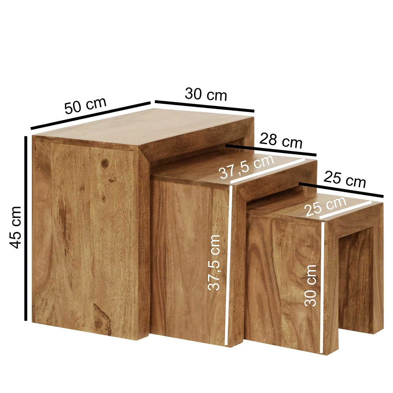Naturoo Tables gigognes Verniolle I (lot de 3) - Acacia massif 8 Naturoo Tables gigognes Verniolle I (lot de 3) - Acacia massif – Image 6