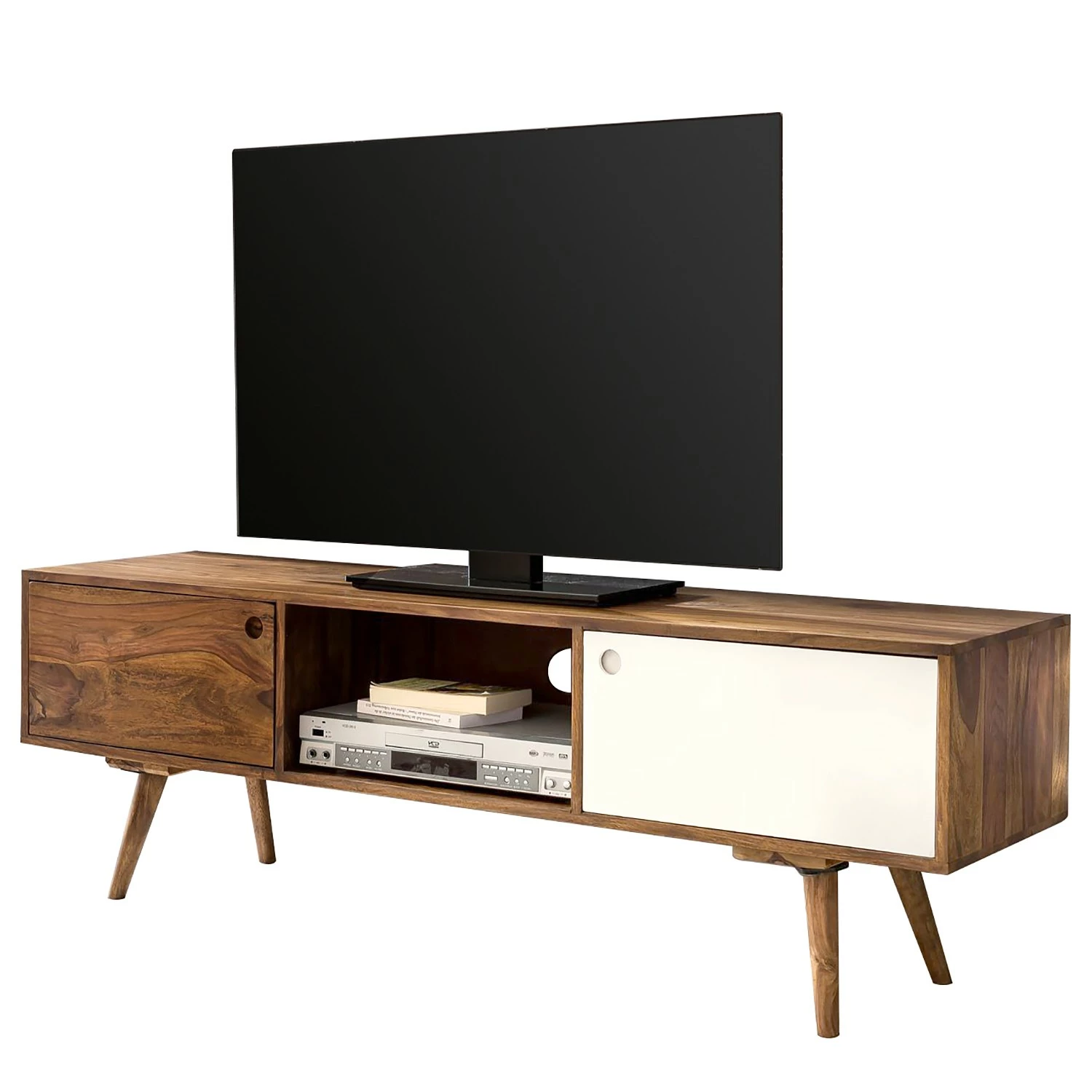 Naturoo Meuble TV Messas - Sheesham massif - Sheesham / Blanc 3 Naturoo Meuble TV Messas - Sheesham massif - Sheesham / Blanc