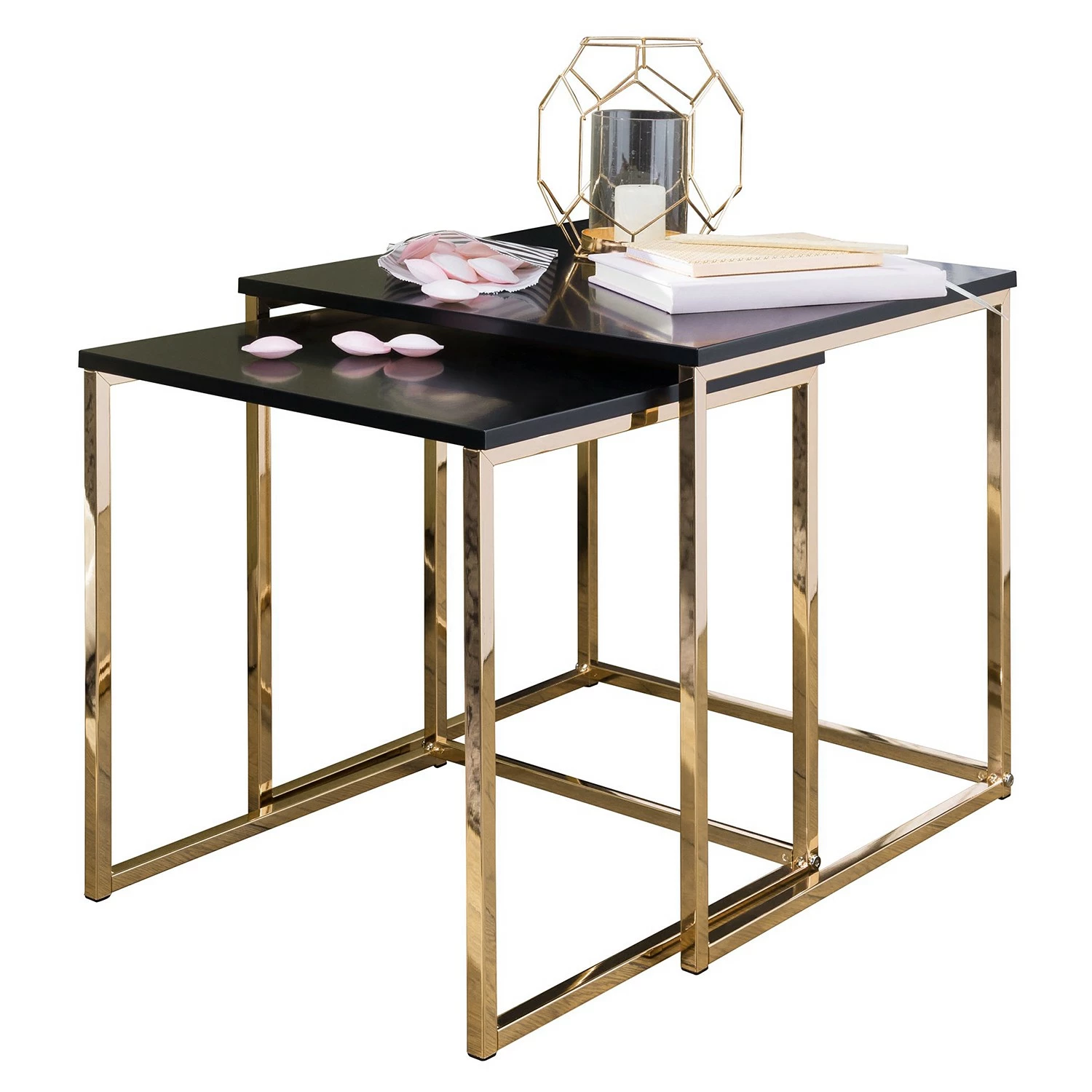 Loftscape Tables gigognes Menville (lot de 2) - Noir / Doré rosé 6 Loftscape Tables gigognes Menville (lot de 2) - Noir / Doré rosé – Image 4