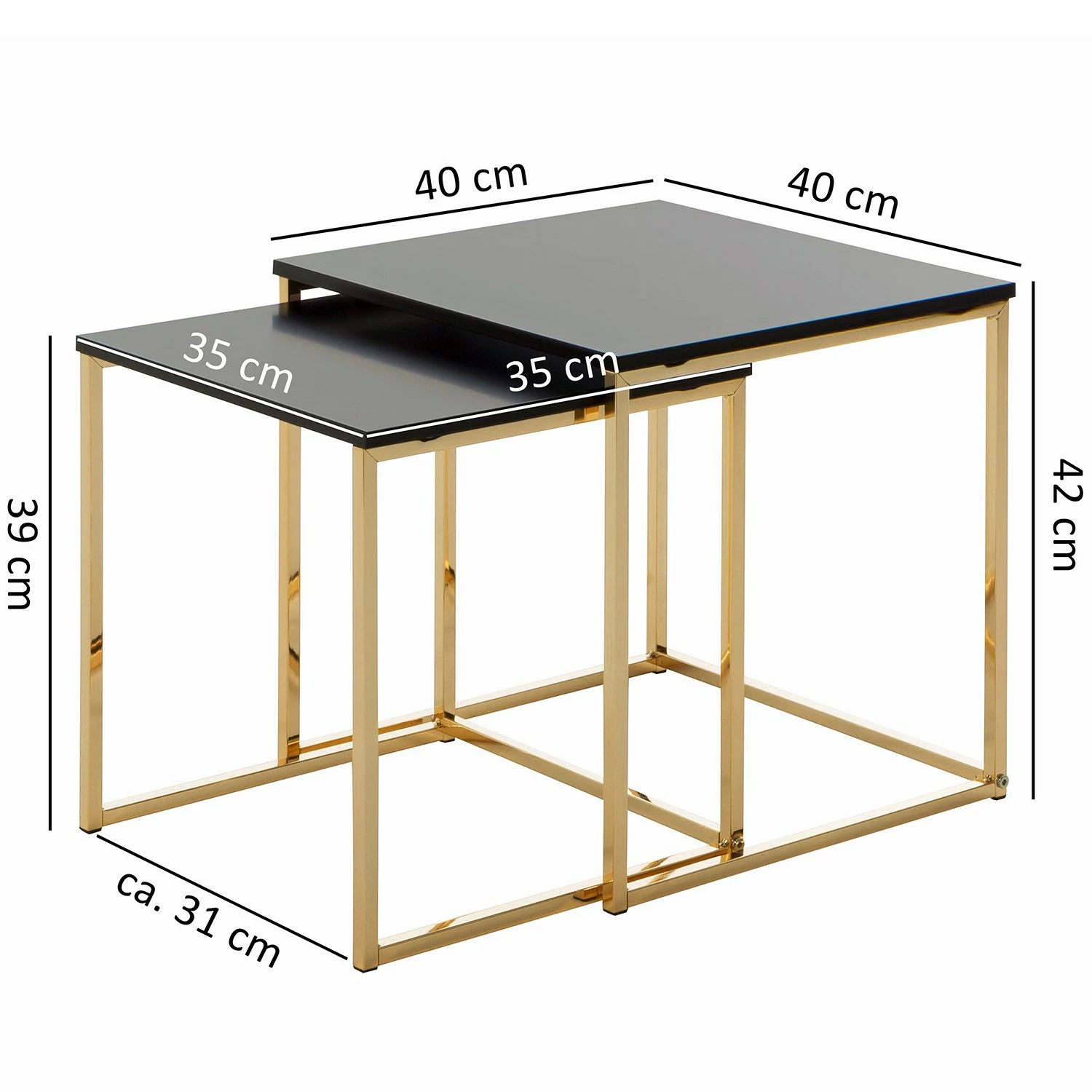 Loftscape Tables gigognes Menville (lot de 2) - Noir / Doré rosé 8 Loftscape Tables gigognes Menville (lot de 2) - Noir / Doré rosé – Image 6
