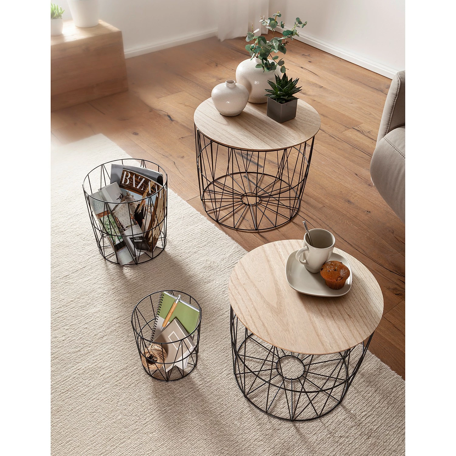 Norrwood Bouts de canapé Veranne I (lot de 4) - Imitation chêne / Noir 5 Norrwood Bouts de canapé Veranne I (lot de 4) - Imitation chêne / Noir – Image 3