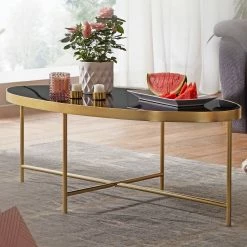 Loftscape Table basse Hitte - Verre / Métal - Noir / Doré -loftscape Boutique 1000244888 210202 15011000257 MOOD DETAILS P000000001000244888 mood