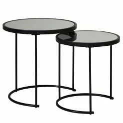 Loftscape Bout de canapé Menglon - Verre / Métal - Noir