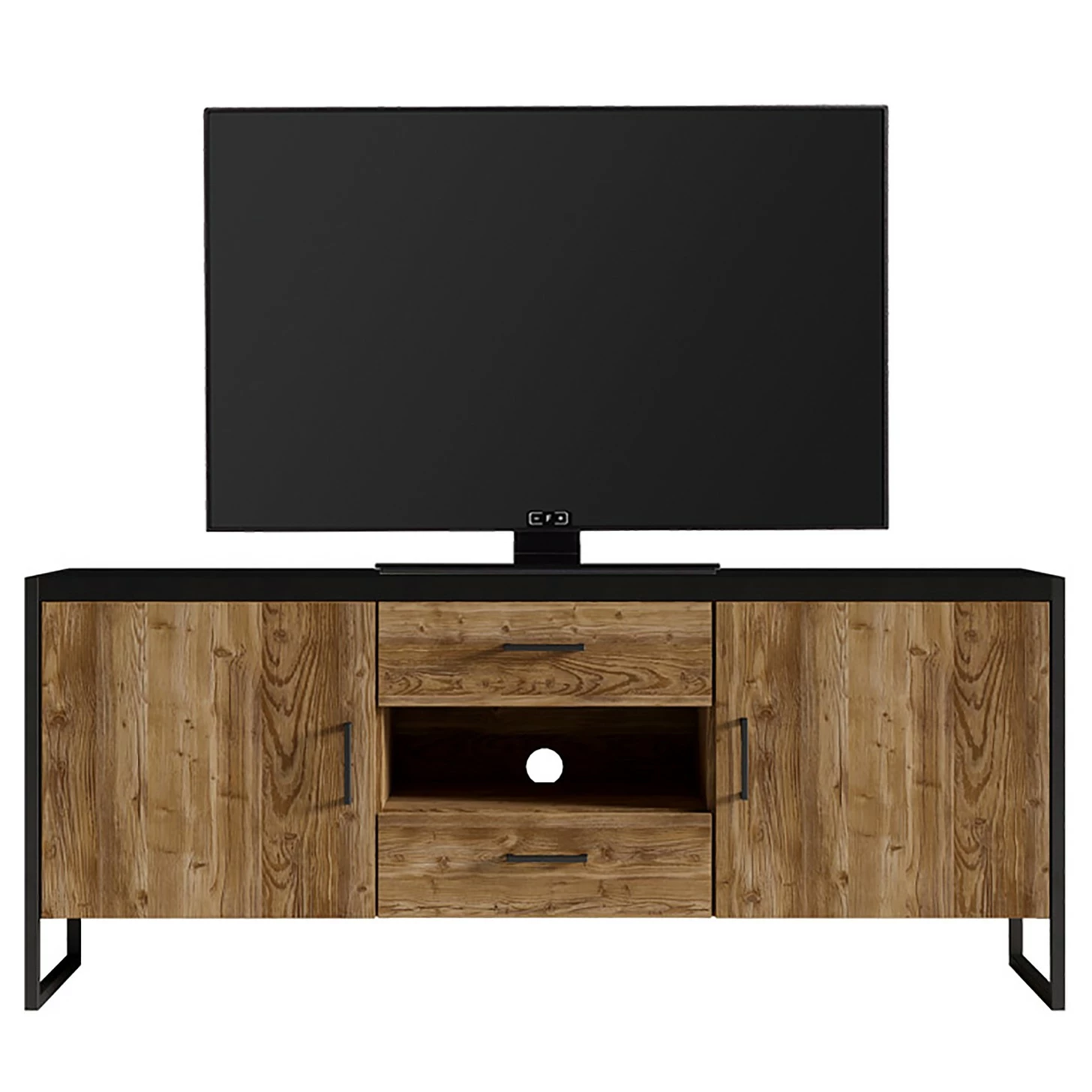 Red Living Meuble TV Turriers II - Imitation épicéa / Noir mat 6 Red Living Meuble TV Turriers II - Imitation épicéa / Noir mat – Image 4