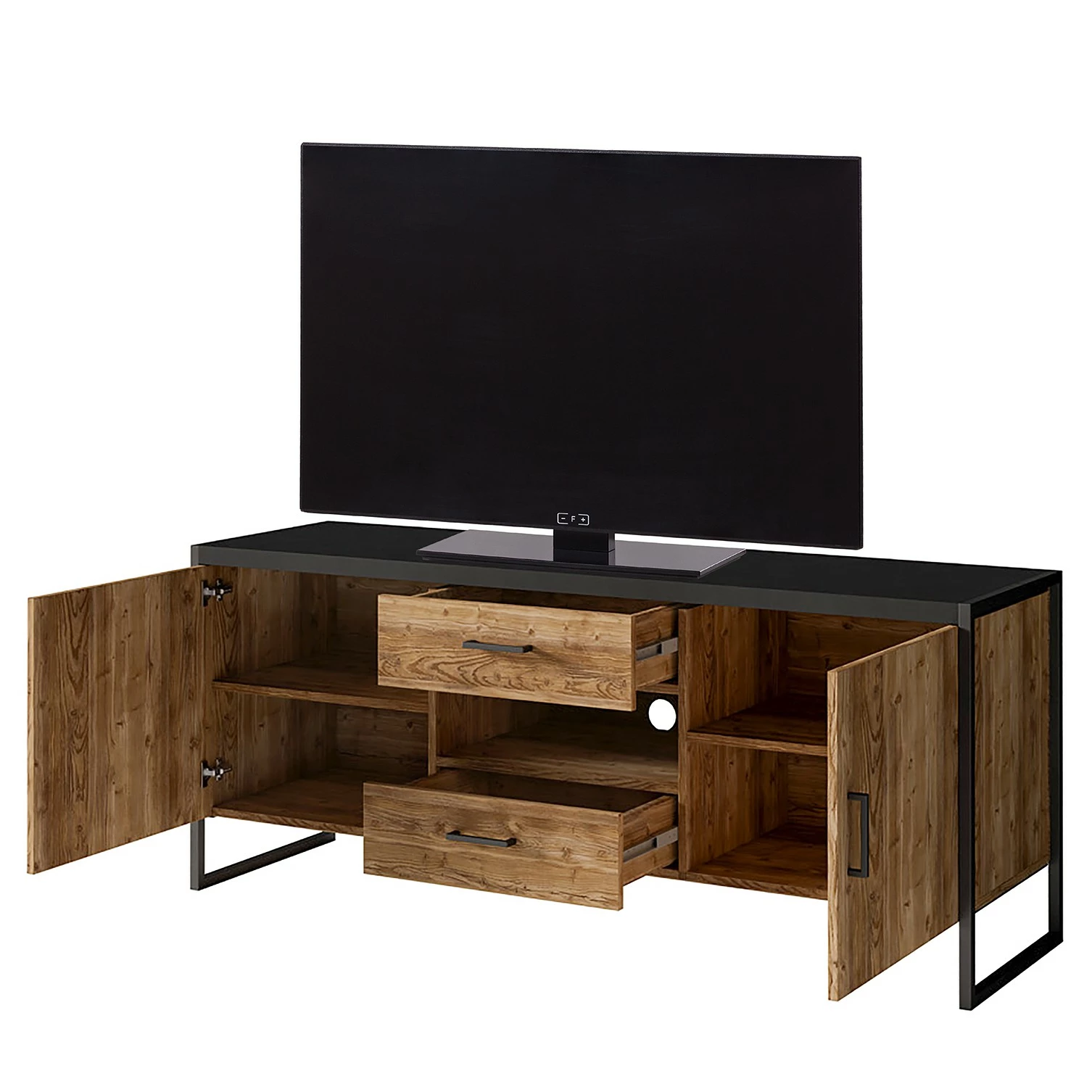 Red Living Meuble TV Turriers II - Imitation épicéa / Noir mat 7 Red Living Meuble TV Turriers II - Imitation épicéa / Noir mat – Image 5