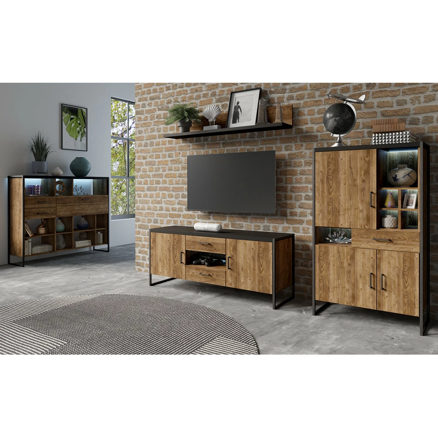 Red Living Étagère Turriers II - Imitation épicéa / Noir mat 6 Red Living Étagère Turriers II - Imitation épicéa / Noir mat – Image 4