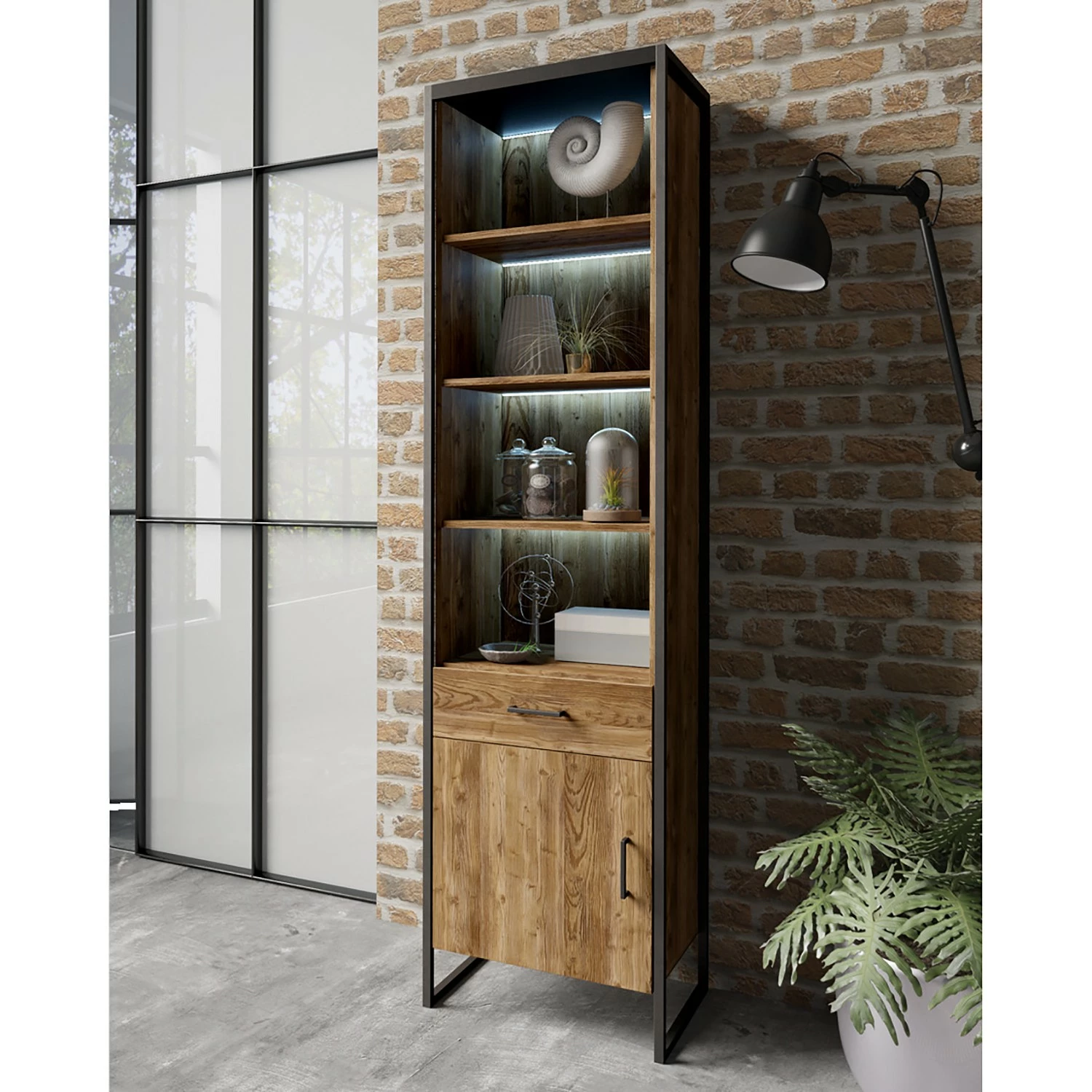 Red Living Étagère Turriers I - Imitation épicéa / Noir mat 4 Red Living Étagère Turriers I - Imitation épicéa / Noir mat – Image 2