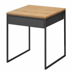 Now! by hülsta Bout de canapé hülsta now III - Acier - Chêne naturel / Blanc - Chêne naturel / Gris - 1