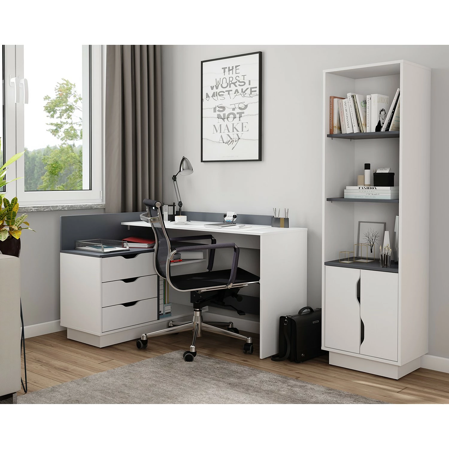 Furnitive Étagère Paroy - Blanc / Gris 6 Furnitive Étagère Paroy - Blanc / Gris – Image 4