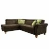 Loftscape Canapé d’angle Vignols - Microfibre - Microfibre Flavie: Marron foncé - Méridienne longue à gauche (vue de face) - Avec fonction couchage