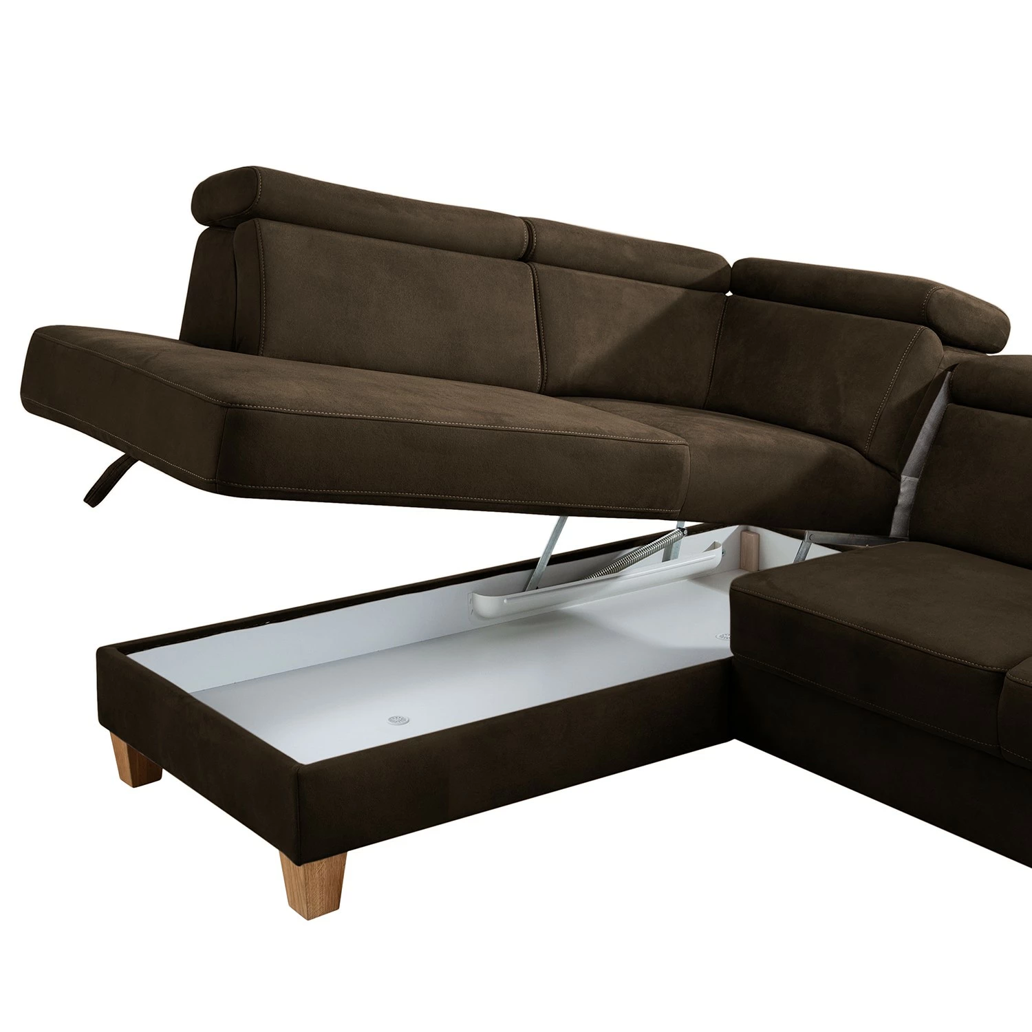 Loftscape Canapé d’angle Vignols - Microfibre - Microfibre Flavie: Marron foncé - Méridienne longue à gauche (vue de face) - Avec fonction couchage 8 Loftscape Canapé d’angle Vignols - Microfibre - Microfibre Flavie: Marron foncé - Méridienne longue à gauche (vue de face) - Avec fonction couchage – Image 6