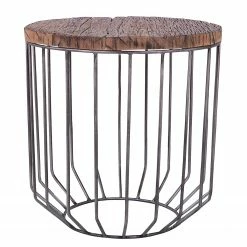 Naturoo Bout de canapé Malakoff - Manguier massif / Métal - Manguier foncé / Noir