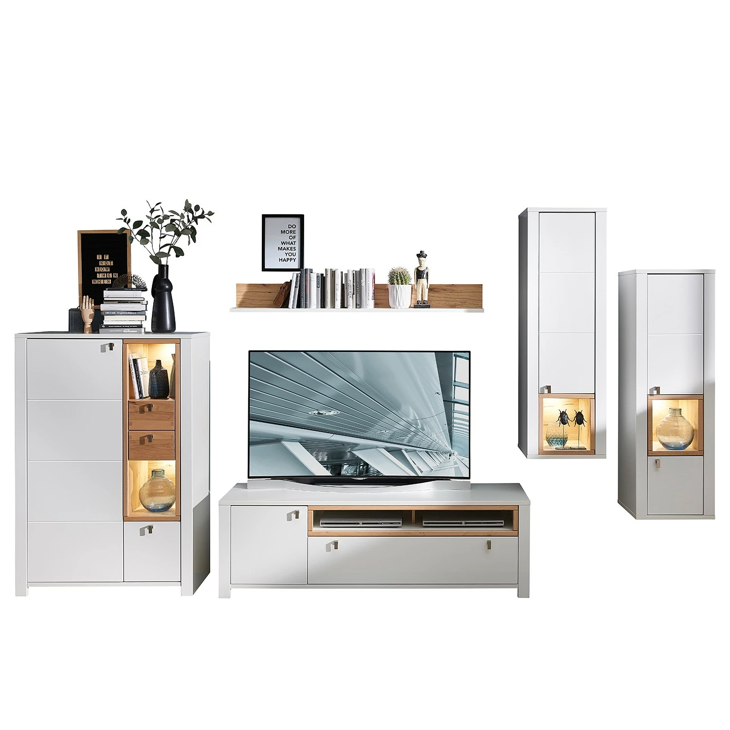 Loftscape Armoire murale Cordelle I - Éclairage inclus - Blanc mat / Hêtre sauvage 5 Loftscape Armoire murale Cordelle I - Éclairage inclus - Blanc mat / Hêtre sauvage – Image 3