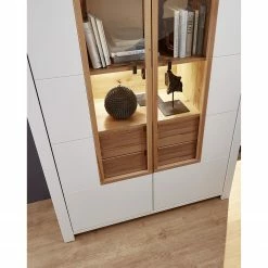 Loftscape Buffet haut Cordelle I - Éclairage inclus - Blanc mat / Hêtre sauvage -loftscape Boutique 1000249572 210302 14404900036 DETAILS P000000001000249572