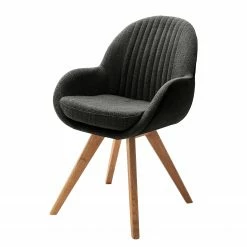 Norrwood Chaises à accoudoirs Chemille - Tissage à plat / Chêne massif - Anthracite