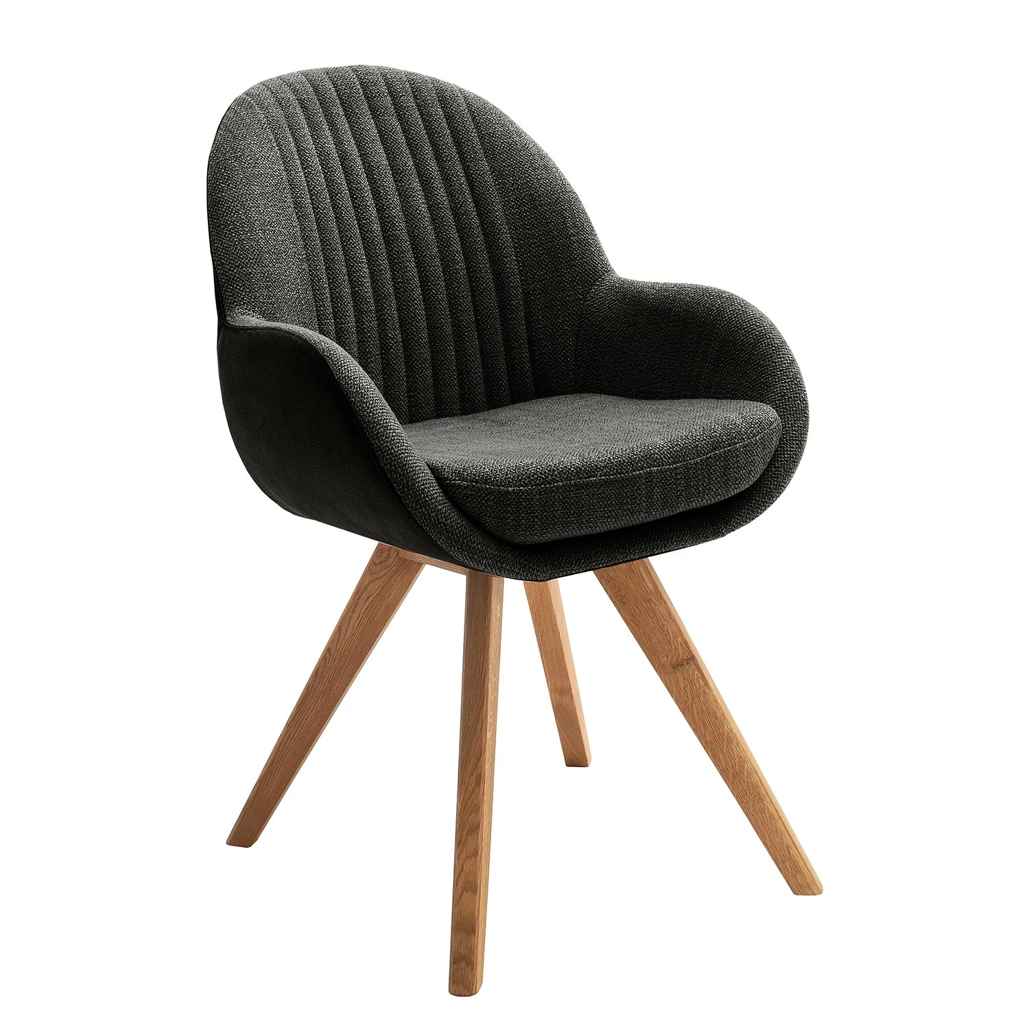 Norrwood Chaises à accoudoirs Chemille - Tissage à plat / Chêne massif - Anthracite 4 Norrwood Chaises à accoudoirs Chemille - Tissage à plat / Chêne massif - Anthracite – Image 2