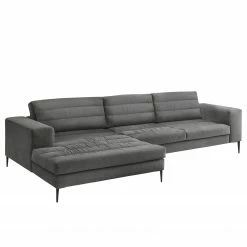 Fredriks Canapé d’angle Valmorel - Tissu - Microfibre Knarik: Gris foncé - Méridienne courte à gauche (vue de face) - Avec repose-pieds -loftscape Boutique 1000249834 210415 15470400206 DETAILS P000000001000249834