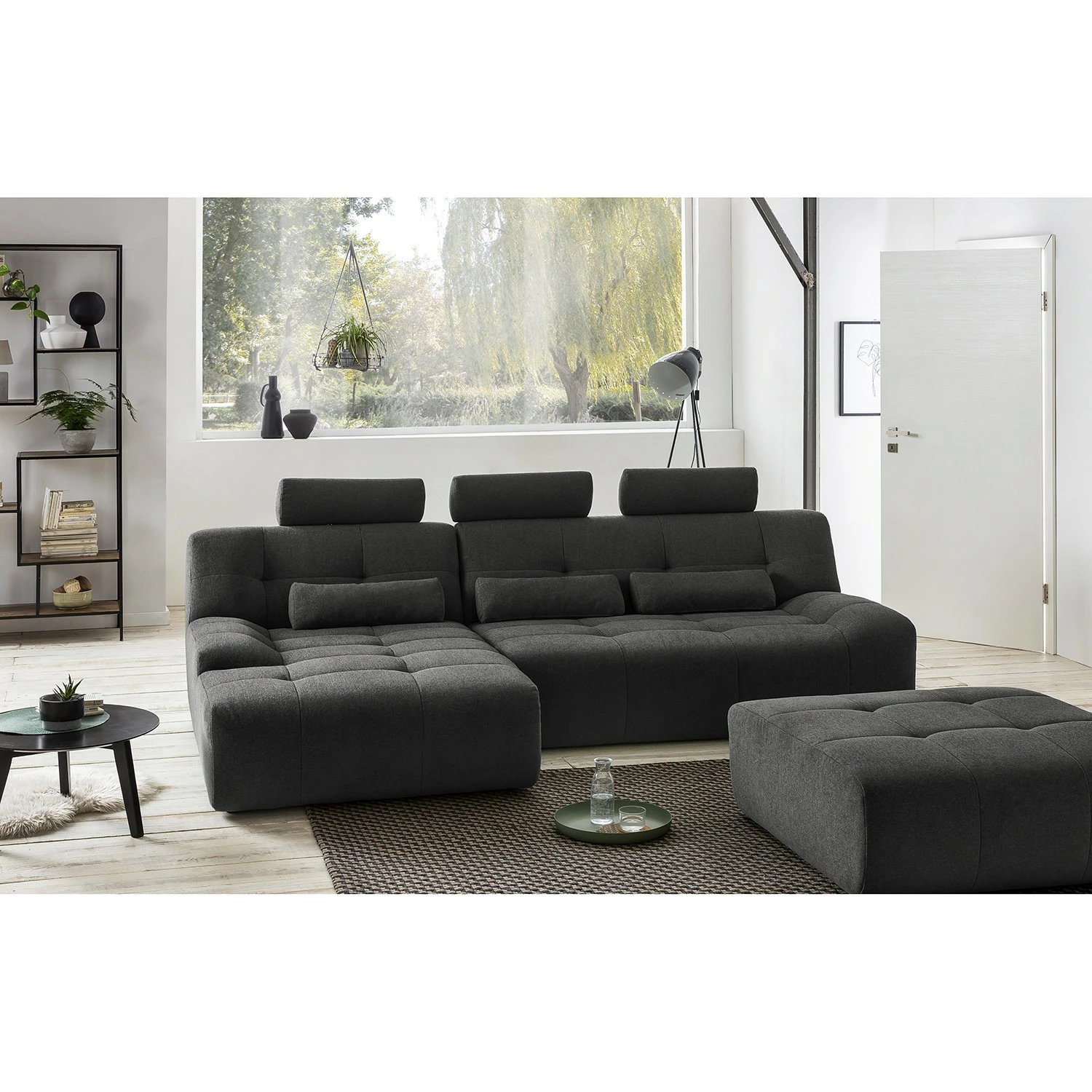 Fredriks Canapé d’angle Valleres - Tissu - Tissu Nila: Noir - Méridienne courte à gauche (vue de face) - Avec repose-pieds 4 Fredriks Canapé d’angle Valleres - Tissu - Tissu Nila: Noir - Méridienne courte à gauche (vue de face) - Avec repose-pieds – Image 2