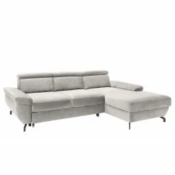 Fredriks Canapé d’angle Cussay - Tissage à plat - Tissu Cuna: Gris clair - Méridienne courte à droite (vue de face)