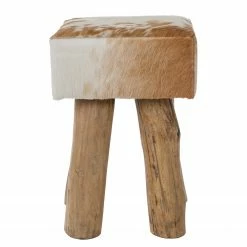 My Flair Tabouret en peau Buoux I - Peau de vache / Sapin massif -loftscape Boutique 1000252412 210317 11322400026 DETAILS P000000001000252412