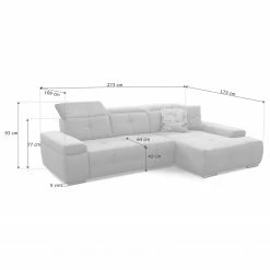 Loftscape Canapé d’angle Beutin - Tissage à plat - Tissu Olea: Taupe - Méridienne courte à droite (vue de face) - Sans fonction couchage -loftscape Boutique 1000253844 210419 15134701030 SKETCH DETAILS P000000001000253844 sketch