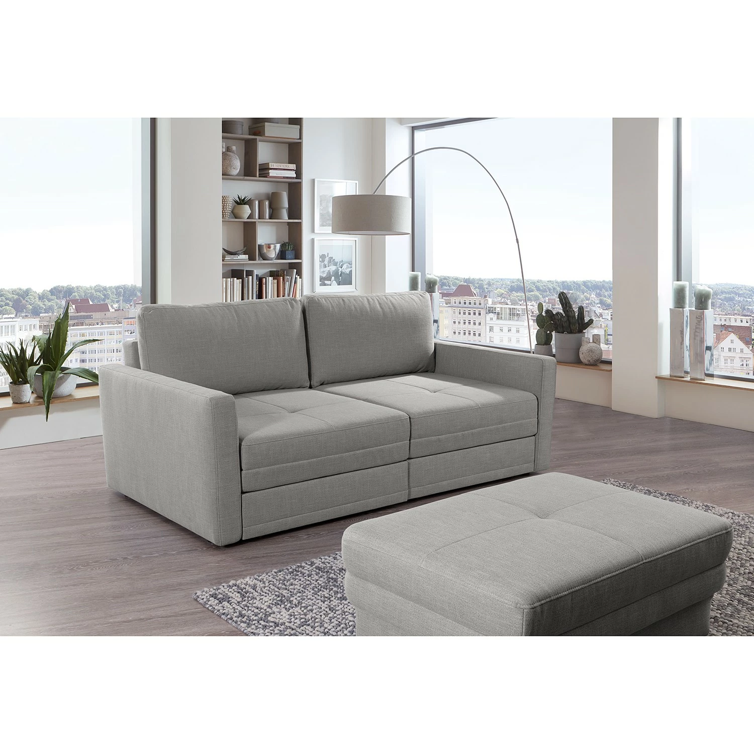 Loftscape Canapé Guillac (2 places) - Tissage à plat - Tissu Gila: Gris - Avec fonction couchage 4 Loftscape Canapé Guillac (2 places) - Tissage à plat - Tissu Gila: Gris - Avec fonction couchage – Image 2