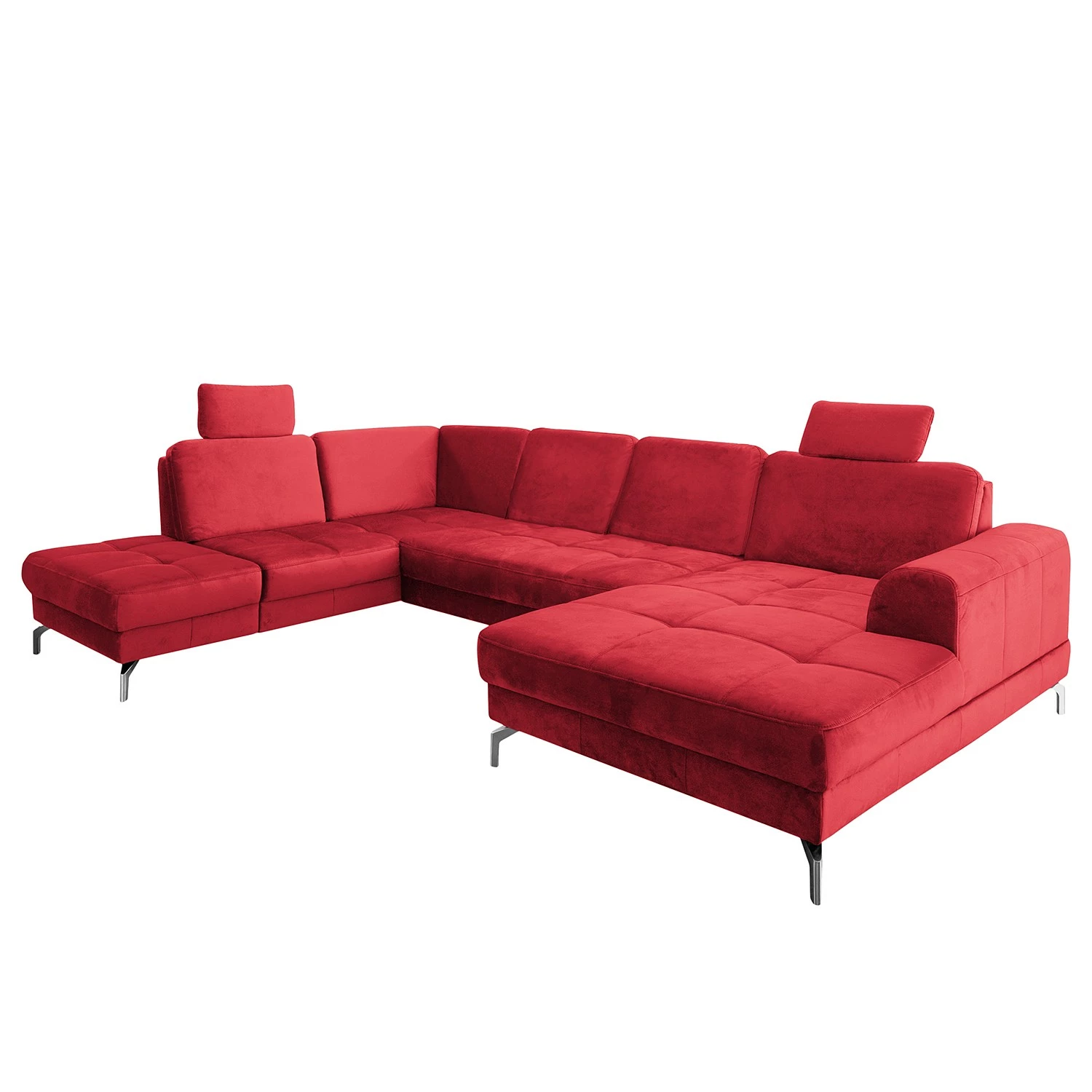 Loftscape Canapé panoramique Lascaux - Velours - Velours Ravi: Rouge - Méridienne courte à droite / longue à gauche (vue de face) 3 Loftscape Canapé panoramique Lascaux - Velours - Velours Ravi: Rouge - Méridienne courte à droite / longue à gauche (vue de face)