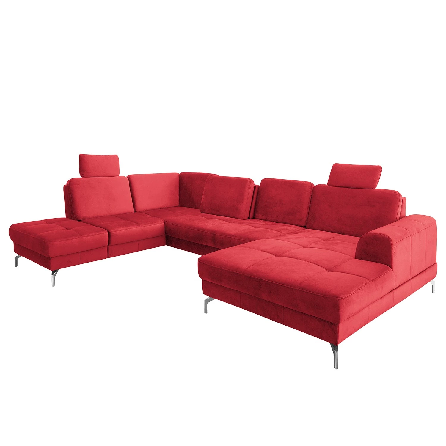 Loftscape Canapé panoramique Lascaux - Velours - Velours Ravi: Rouge - Méridienne courte à droite / longue à gauche (vue de face) 6 Loftscape Canapé panoramique Lascaux - Velours - Velours Ravi: Rouge - Méridienne courte à droite / longue à gauche (vue de face) – Image 4