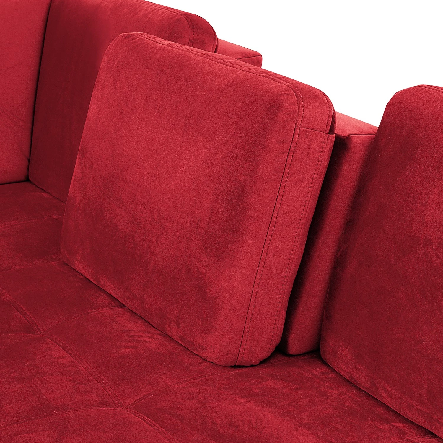 Loftscape Canapé panoramique Lascaux - Velours - Velours Ravi: Rouge - Méridienne courte à droite / longue à gauche (vue de face) 8 Loftscape Canapé panoramique Lascaux - Velours - Velours Ravi: Rouge - Méridienne courte à droite / longue à gauche (vue de face) – Image 6