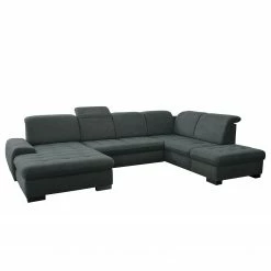 Loftscape Canapé panoramique Boussay - Tissage à plat - Tissu Olea: Gris foncé - Méridienne courte à gauche / longue à droite (vue de face) - Sans fonction couchage -loftscape Boutique 1000253915 210419 15235501680 DETAILS P000000001000253915