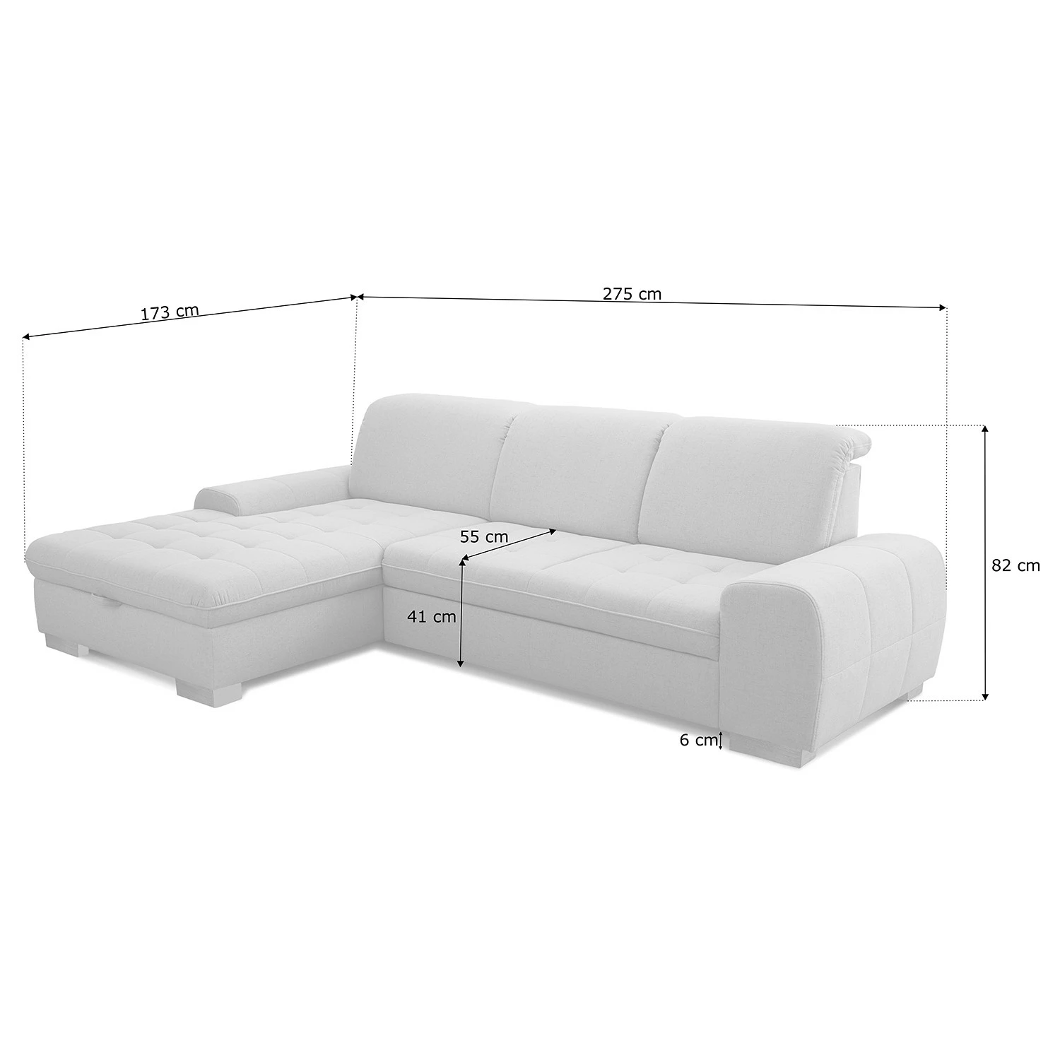 Loftscape Canapé d’angle Boussay - Tissu - Tissu Neli: Gris - Méridienne courte à gauche (vue de face) - Sans fonction couchage 10 Loftscape Canapé d’angle Boussay - Tissu - Tissu Neli: Gris - Méridienne courte à gauche (vue de face) - Sans fonction couchage – Image 8