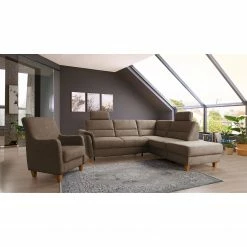 Loftscape Canapé d’angle Baulon II - Tissage à plat - Tissu Ama: Nougat - Méridienne longue à droite (vue de face) - Sans fonction couchage -loftscape Boutique 1000253948 220908 021 MOOD DETAILS P000000001000253948 mood