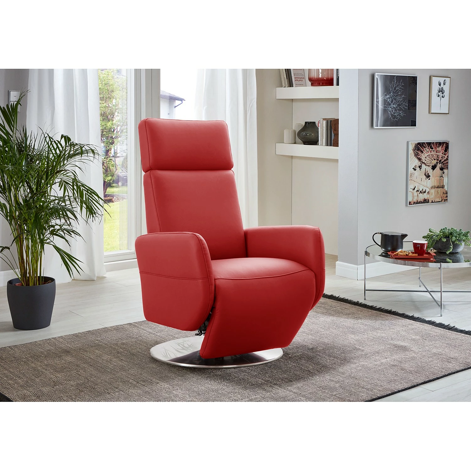 Fredriks Fauteuil relax Bosville - Cuir véritable - Cuir Pua: Rouge - Fonction relaxation - Réglage électrique : 2 moteurs avec batterie 4 Fredriks Fauteuil relax Bosville - Cuir véritable - Cuir Pua: Rouge - Fonction relaxation - Réglage électrique : 2 moteurs avec batterie – Image 2