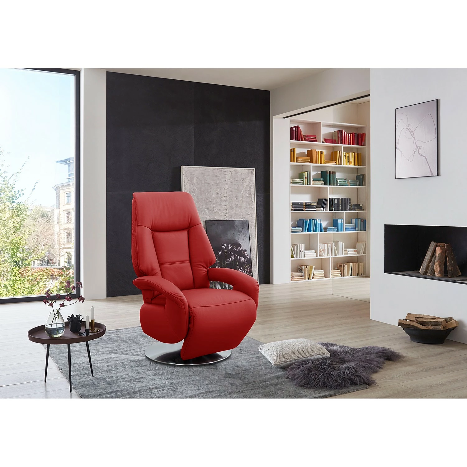 Fredriks Fauteuil relax Givors - Cuir Pua: Rouge - Fonction relaxation - Avec aide au redressement 4 Fredriks Fauteuil relax Givors - Cuir Pua: Rouge - Fonction relaxation - Avec aide au redressement – Image 2