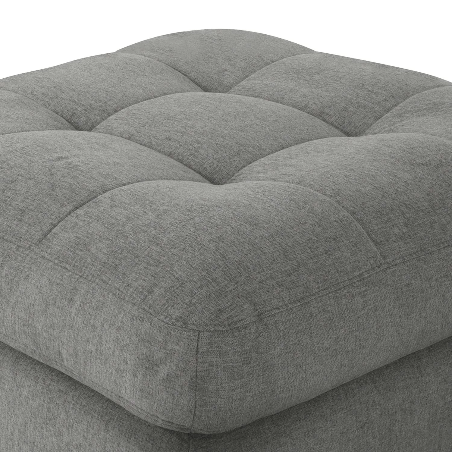 Fredriks Repose-pieds capitonné Montfort - Chenille - Tissu Chenille Alix: Gris 6 Fredriks Repose-pieds capitonné Montfort - Chenille - Tissu Chenille Alix: Gris – Image 4