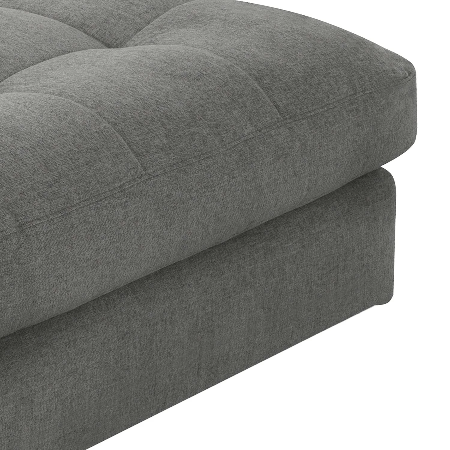 Fredriks Repose-pieds capitonné Montfort - Chenille - Tissu Chenille Alix: Gris 7 Fredriks Repose-pieds capitonné Montfort - Chenille - Tissu Chenille Alix: Gris – Image 5