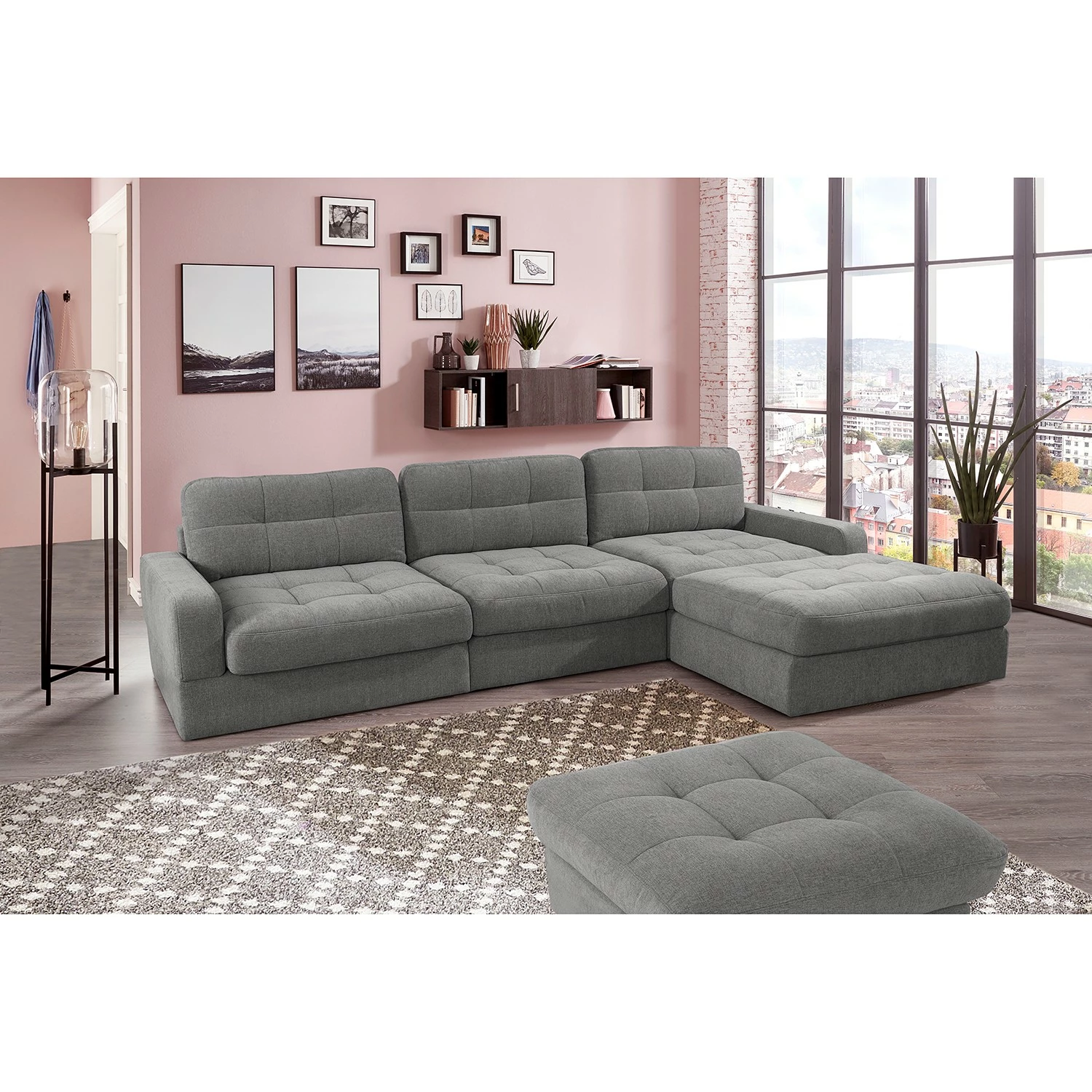 Fredriks Canapé d’angle Montfort - Chenille - Tissu Chenille Alix: Gris - Largeur : 315 cm - Méridienne courte à droite (vue de face) 4 Fredriks Canapé d’angle Montfort - Chenille - Tissu Chenille Alix: Gris - Largeur : 315 cm - Méridienne courte à droite (vue de face) – Image 2