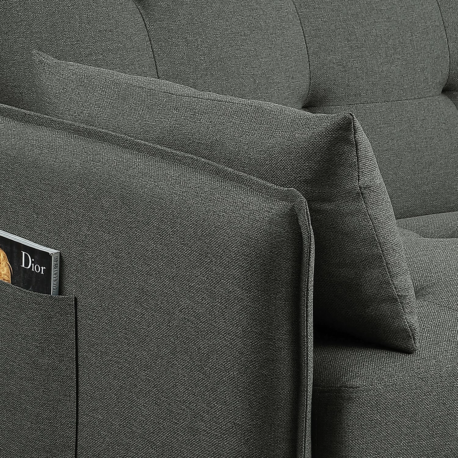 Loftscape Canapé convertible Millery - Tissu - Gris foncé 14 Loftscape Canapé convertible Millery - Tissu - Gris foncé – Image 12