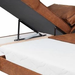 Ars manufacti Canapé d’angle FORT DODGE - Aspect cuir vieilli - Microfibre Yaka: Cognac - Méridienne courte à gauche (vue de face) - Avec fonction couchage -loftscape Boutique 1000254513 210330 06272100103 DETAILS P000000001000254513