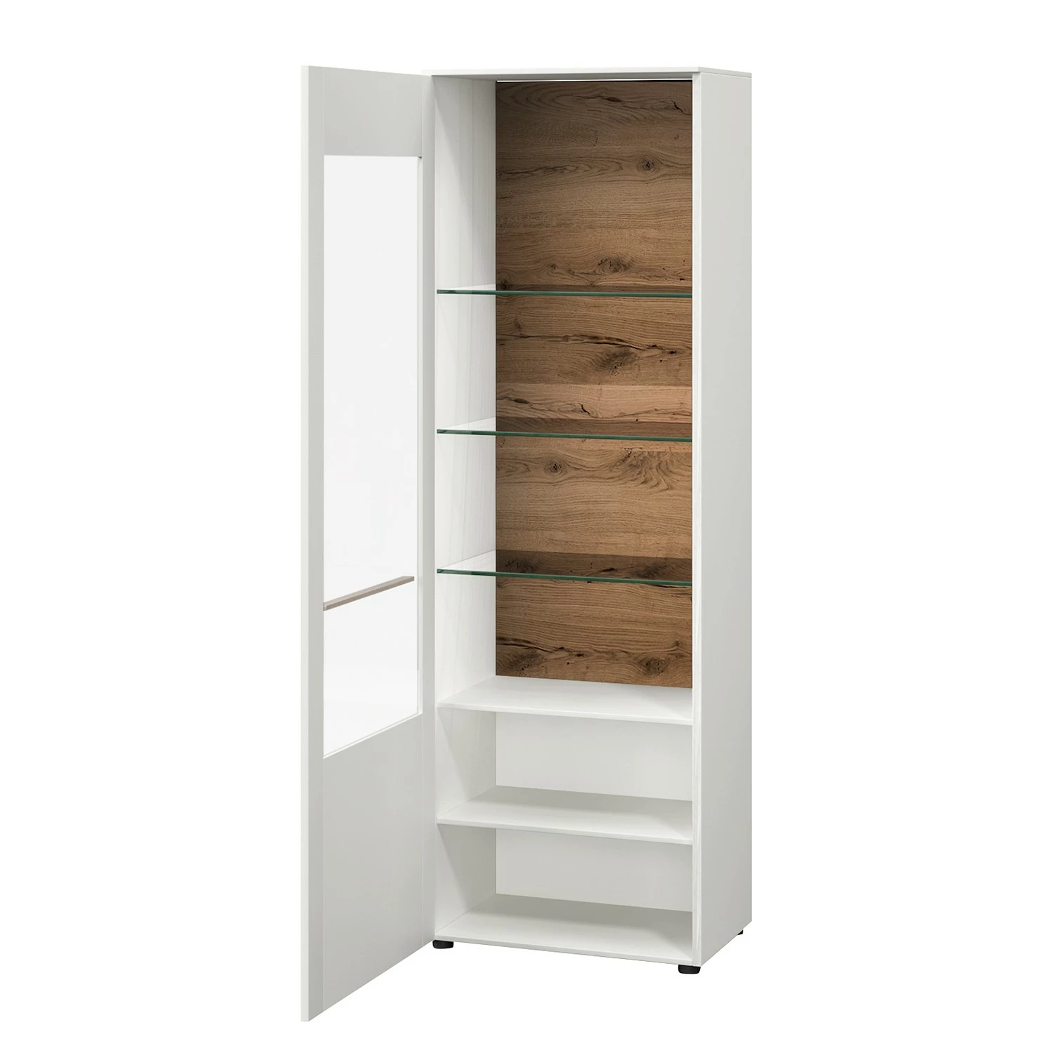 GWINNER Ensemble meubles TV Bellano I (4 élém.) - Placage en bois véritable - Blanc mat / Planches de chêne - Alignement à droite - Avec éclairage 13 GWINNER Ensemble meubles TV Bellano I (4 élém.) - Placage en bois véritable - Blanc mat / Planches de chêne - Alignement à droite - Avec éclairage – Image 11