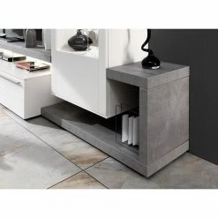 GWINNER Ensemble meubles TV Bellano II (3 élém.) - Blanc mat / Imitation béton - Alignement à droite - Sans éclairage -loftscape Boutique 1000254952 210511 10461000251 DETAILS P000000001000254952
