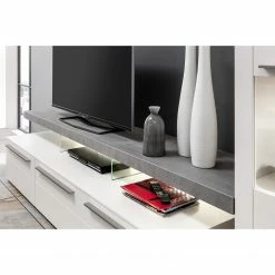 GWINNER Ensemble meubles TV Bellano II (3 élém.) - Blanc mat / Imitation béton - Alignement à droite - Sans éclairage -loftscape Boutique 1000254952 210511 10461000252 DETAILS P000000001000254952