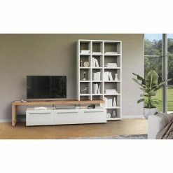 GWINNER Ensemble meubles TV Bellano I (2 élém.) - Placage en bois véritable - Mat blanc / Chêne de poutre - Alignement à gauche - Sans éclairage 14 GWINNER Ensemble meubles TV Bellano I (2 élém.) - Placage en bois véritable - Mat blanc / Chêne de poutre - Alignement à gauche - Sans éclairage -loftscape Boutique 1000254958 210629 14102500095 MOOD DETAILS P000000001000254958 mood