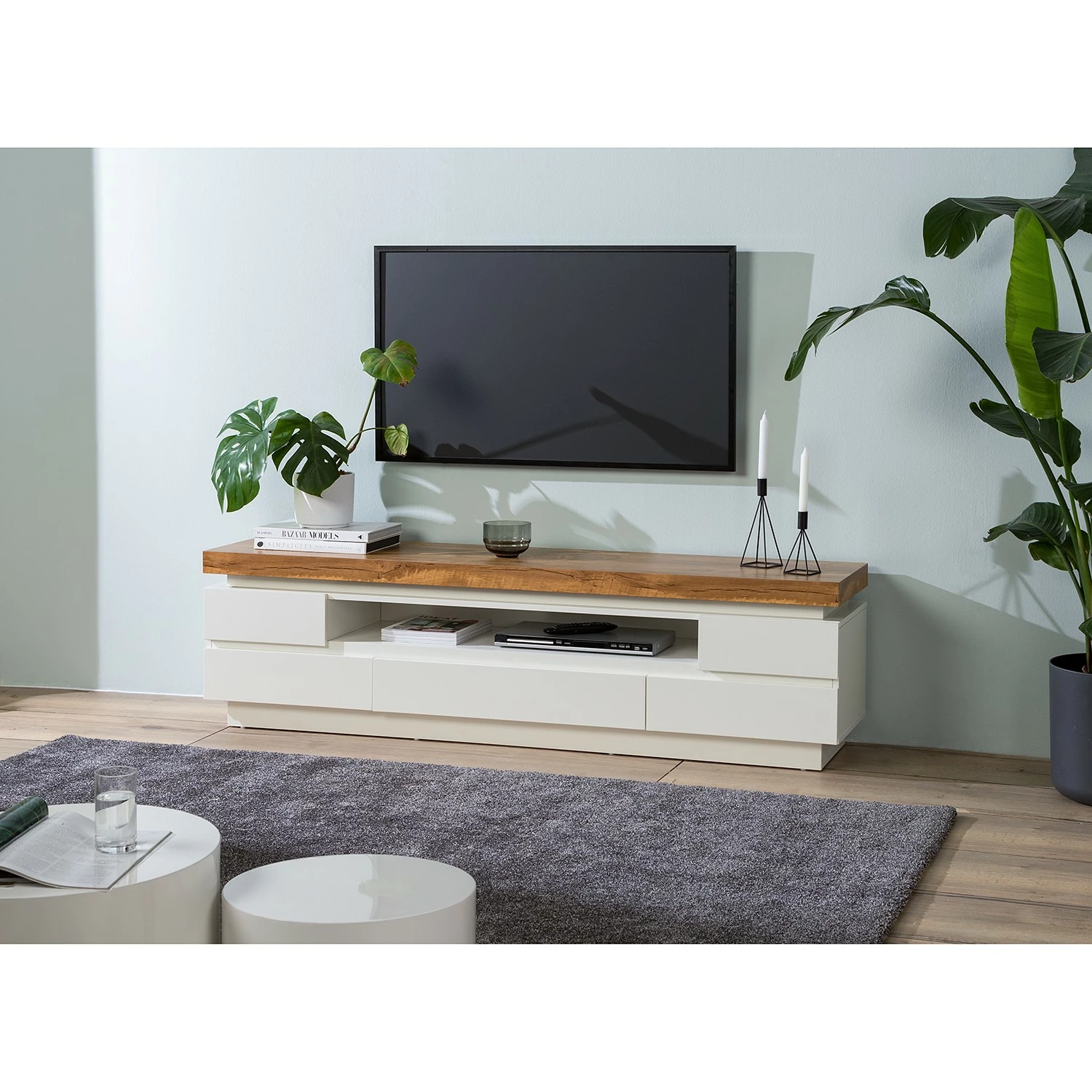 Fredriks Meuble TV Namona II - Éclairage inclus - Imitation chêne / Blanc 4 Fredriks Meuble TV Namona II - Éclairage inclus - Imitation chêne / Blanc – Image 2