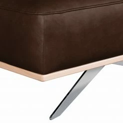 Loftscape Repose-pieds Iglesia I - Cuir véritable - Cuir Nadra: Marron foncé - Argenté - Hêtre -loftscape Boutique 1000255122 210423 10015600067 DETAILS P000000001000255122