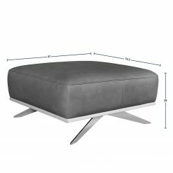 Loftscape Repose-pieds Iglesia I - Cuir véritable - Cuir Nadra: Marron foncé - Argenté - Hêtre -loftscape Boutique 1000255122 210611 10471400002 SKETCH DETAILS P000000001000255122 sketch